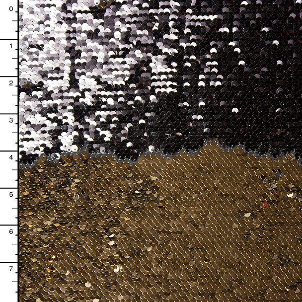 Gloss Black and Gold Reversible Two Tone Sequin Fabric
