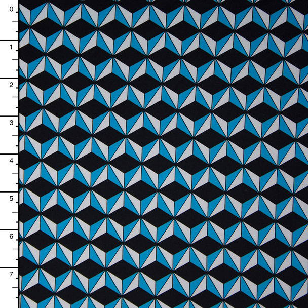 Turquoise, Black, and White Geometric Prints Nylon/Lycra