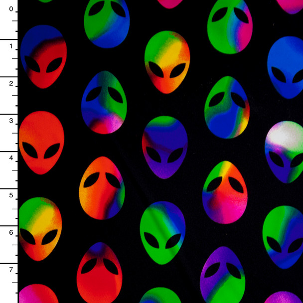 Rainbow Aliens on Black Nylon/Lycra