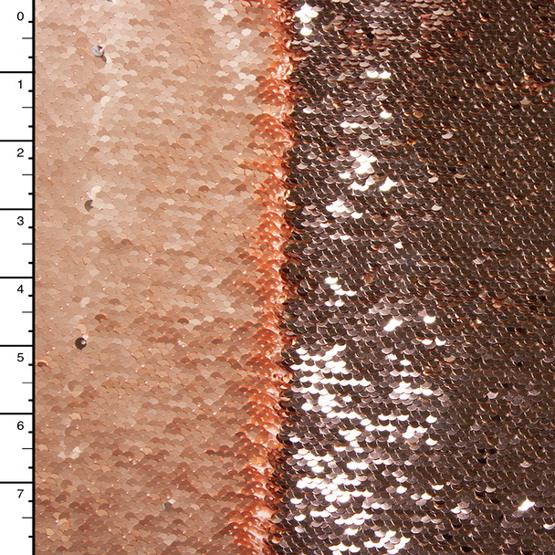 Matte Copper and Metallic Copper Reversible Two Tone Sequin Fabric