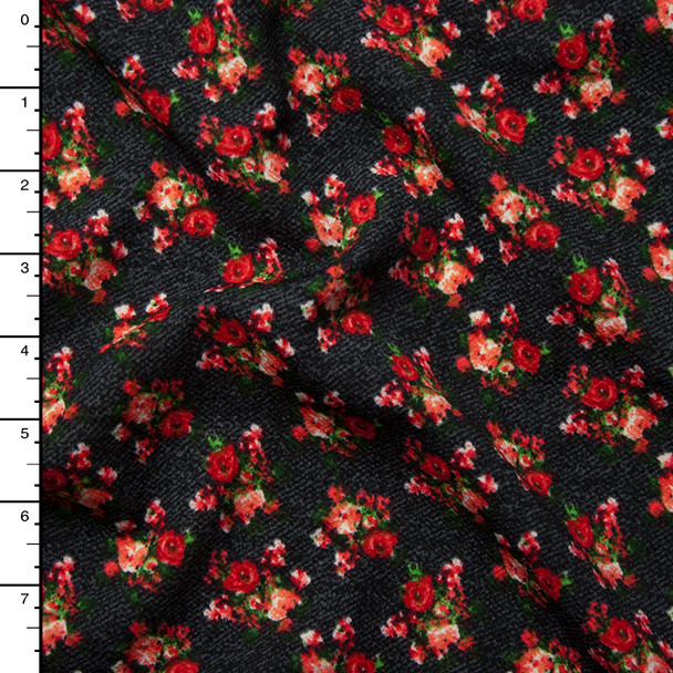 Rose Clusters Mottled Charcoal Pattern Liverpool Knit