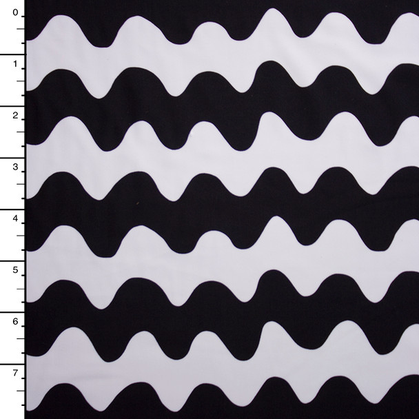 Black and White Squiggle Stripes Nylon/Lycra