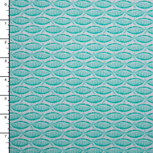 Baby Mint Fish Print on White Nylon/Lycra