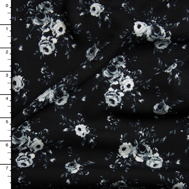 Black and White Rose Floral Liverpool Print