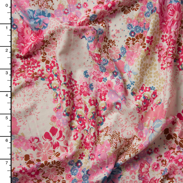 Soft Pink Floral Clusters Double Brushed Poly Spandex Knit