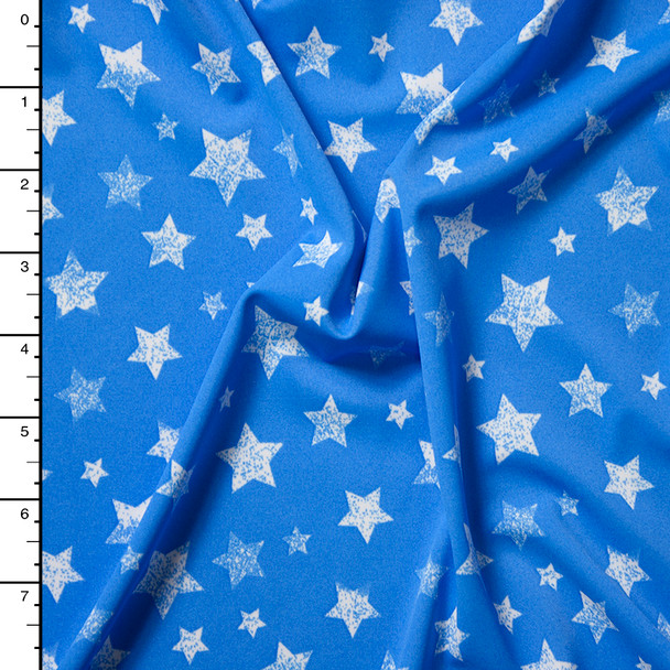 White Stars on Sky Blue 4-Way Stretch Nylon/Lycra