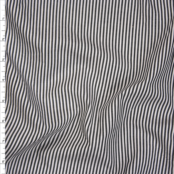 Black and White Chambray Stripe Cotton Shirting Fabric By The Yard