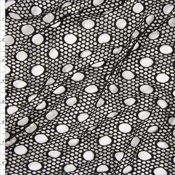 Black Polka Dot Fishnet Fabric By The Yard