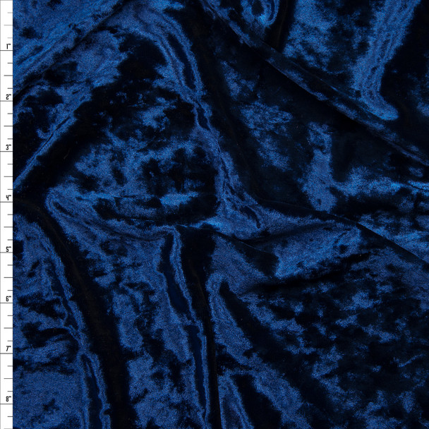 Navy Crushed Stretch Velvet Fabric By The Yard