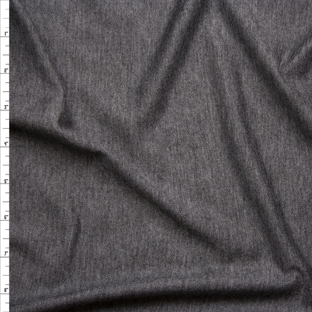 Dark Grey Heather Lightweight French Terry Fabric By The Yard