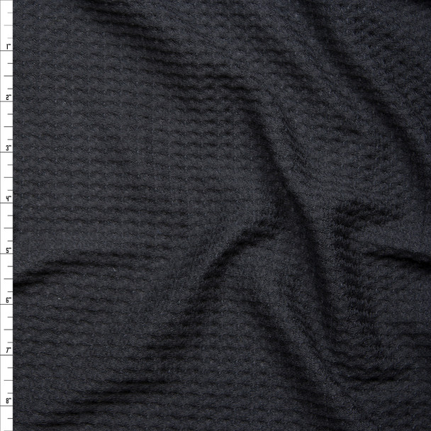 Black Brushed Soft Waffle Sweater Knit Fabric By The Yard