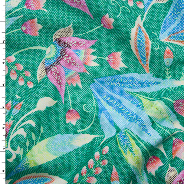 Green and Pink Amy Butler 'Tivoli' Glow Sateen  Fabric By The Yard