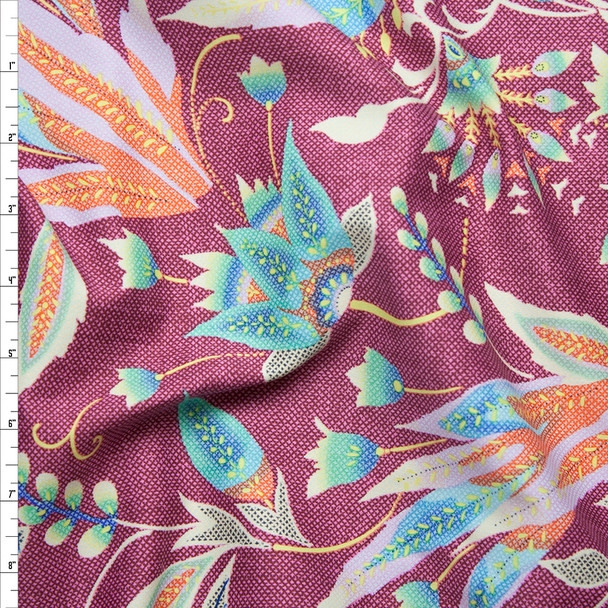 Plum and Aqua Amy Butler 'Tivoli' Glow Sateen 
 Fabric By The Yard