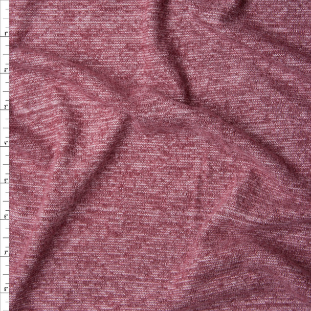 Pink and Wine Lined Stretch Brushed Sweater Knit Fabric By The Yard