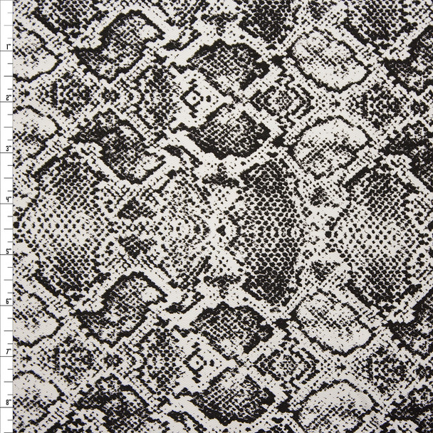 Black and White Snakeskin Print Stretch Cotton Twill from ‘7 for All Mankind’ Fabric By The Yard