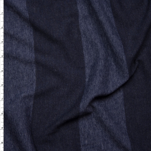 Navy Blue Wide Stripe Lightweight Jersey Knit Fabric By The Yard