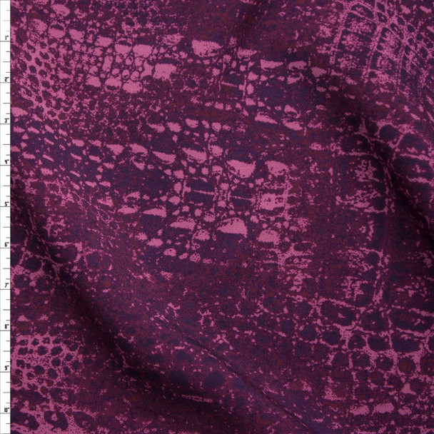 Dark Plum Reptile Print Scuba Knit Fabric By The Yard