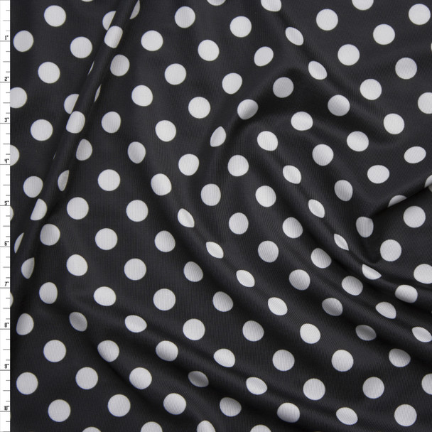 White on Black Polka Dot Stretch Nylon/Lycra Fabric By The Yard