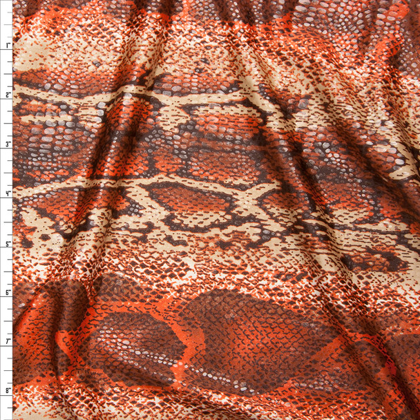 Rust and Tan Snakeskin Print With Scale Gloss Overlay Fabric By The Yard
