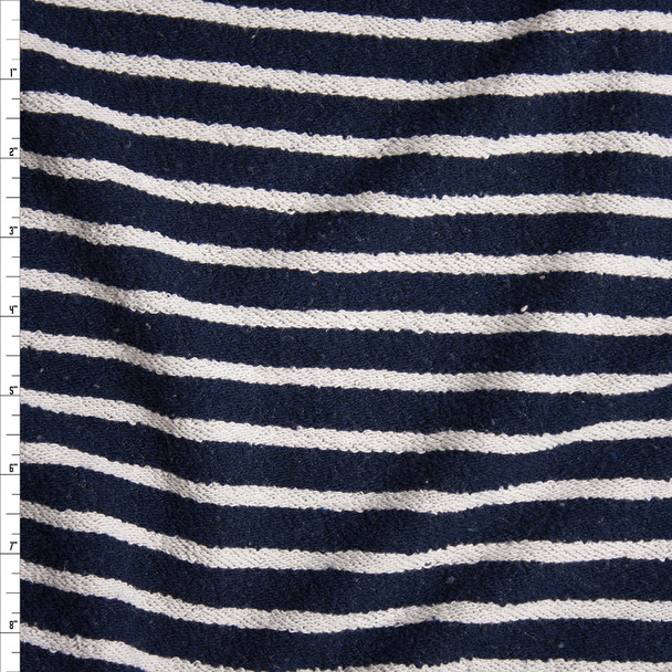 Navy and Offwhite Soft Heavyweight French Terry from'Sol Angeles' Fabric By The Yard