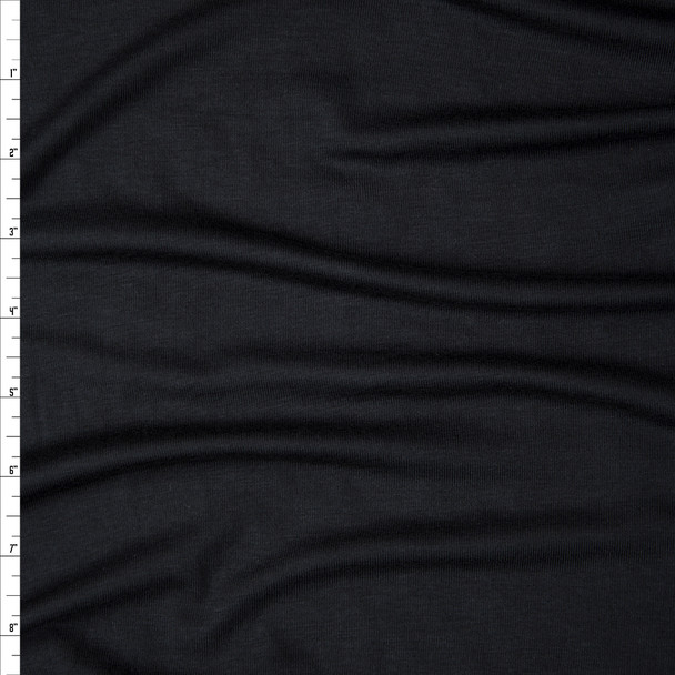 Black Modal/Lycra Stretch Micro Rib Knit Fabric By The Yard
