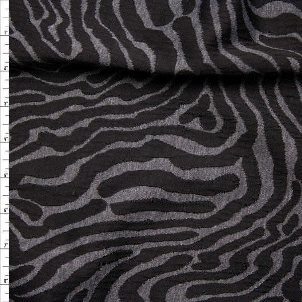 Black and Grey Zebra Inspired Designer Textured Double Knit Fabric By The Yard