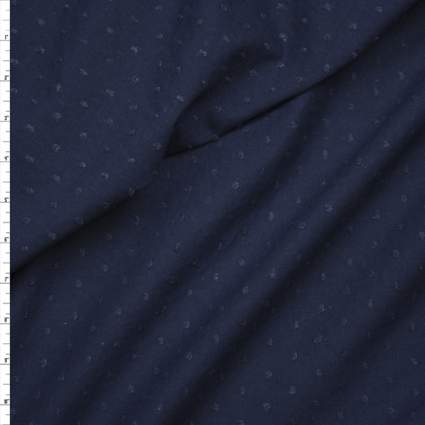 Navy Clip Dot Cotton Lawn Fabric By The Yard