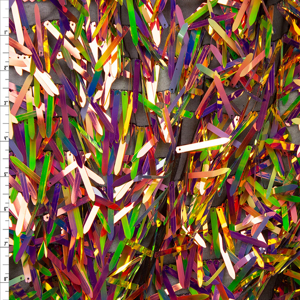 ‘Oil Slick’ Iridescent Fringe Sequin Fabric Fabric By The Yard