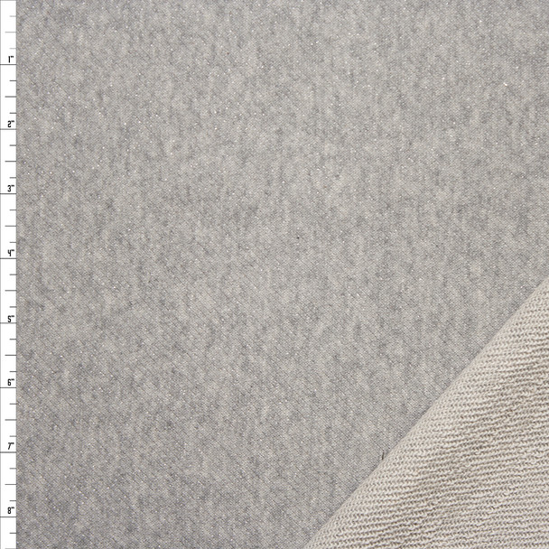 Silver Dusted Heather Grey Cotton French Terry Fabric By The Yard