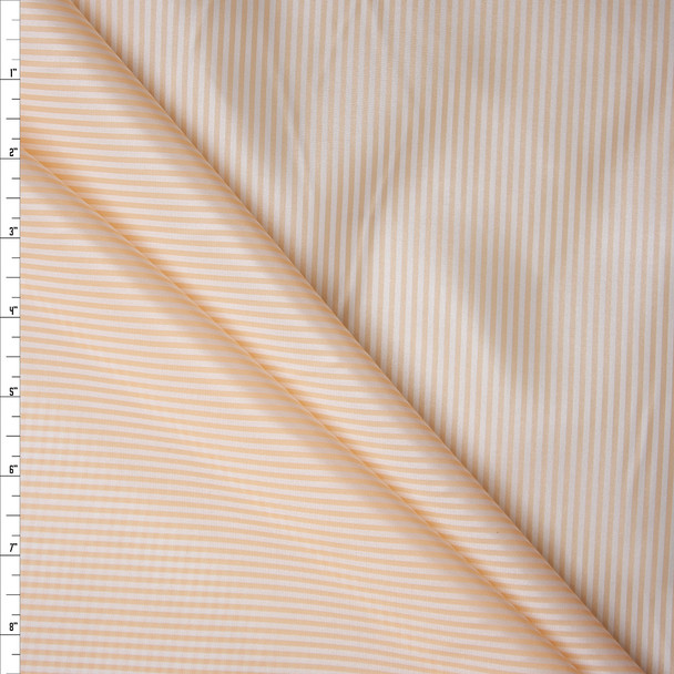 Ivory and White Vertical Stripe Poly Lining Fabric By The Yard