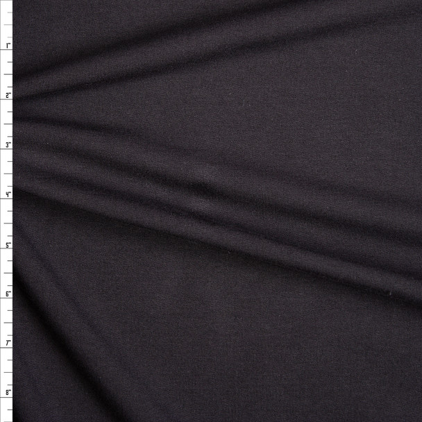 Midweight Black Organic Cotton Stretch French Terry Fabric By The Yard