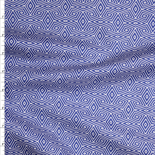 Navy and White Diamond Pattern Fine Cotton Jacquard from ‘Tori Richards’ Fabric By The Yard