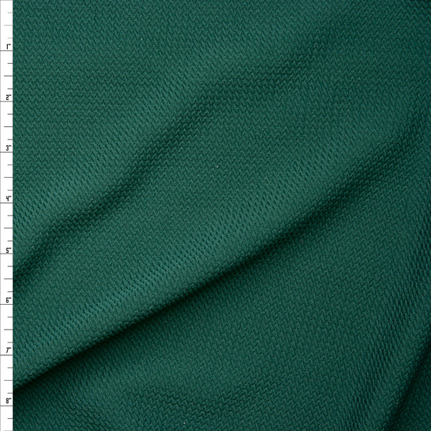 Solid Hunter Green Braided Texture Liverpool Knit Fabric By The Yard