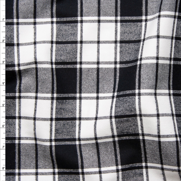 Black and White Plaid Cotton Flannel from 'Robert Kaufman' Fabric By The Yard