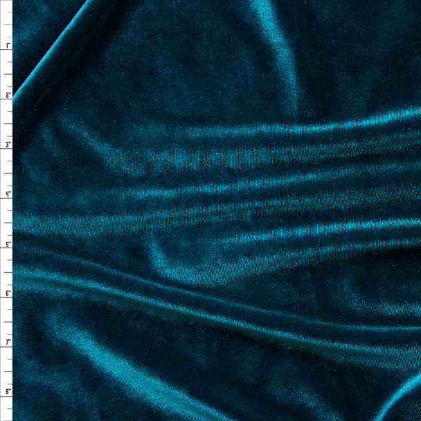 Teal 4-way Stretch Velvet Fabric By The Yard