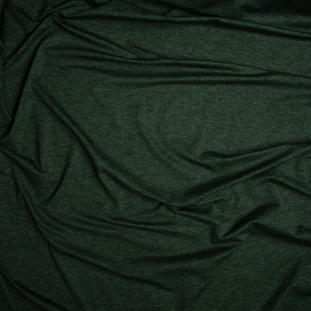Cali Fabrics Dark Emerald Heather Brushed Poly Athletic Knit Fabric by
