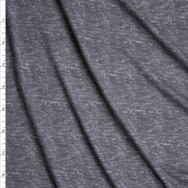 Dark Grey Grunge Heather Double Brushed Poly/Spandex Knit Fabric By The Yard