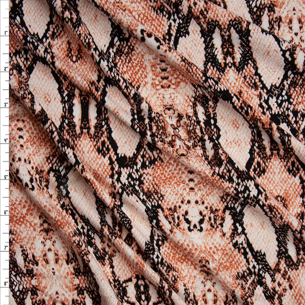 Dusty Pink and Ivory Snakeskin Double Brushed Poly Spandex Knit Fabric By The Yard