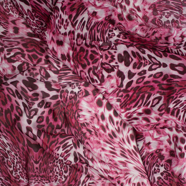 Cali Fabrics Hot Pink Mixed Leopard Print Georgette Fabric by the Yard