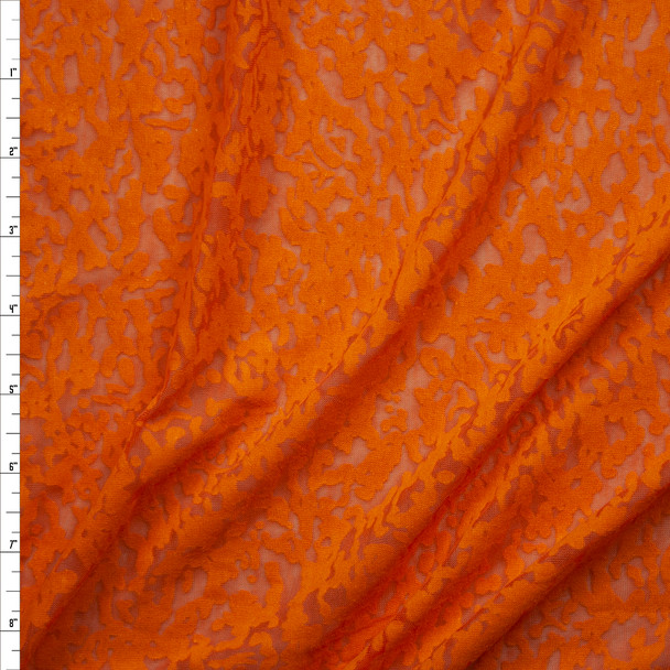Bright Orange Burnout Jersey Knit Fabric By The Yard