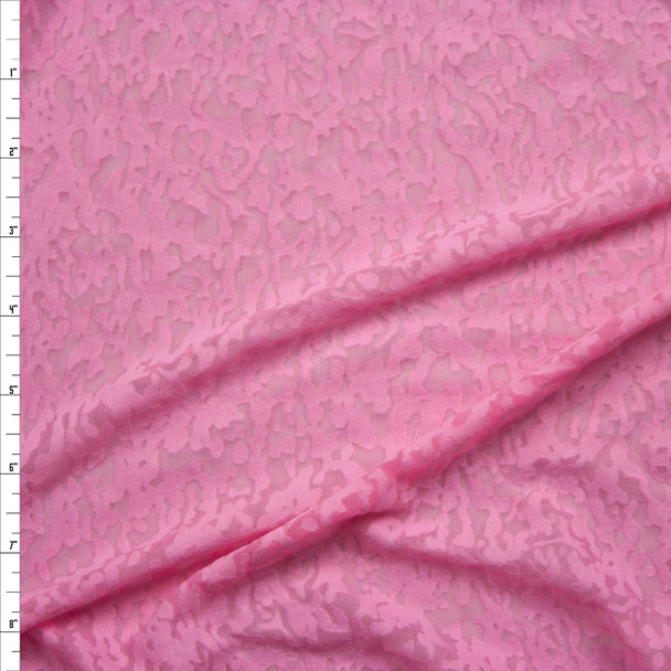 Bubblegum Pink Burnout Jersey Knit Fabric By The Yard