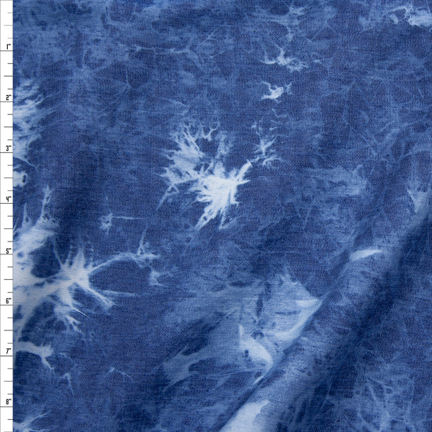 Blue Tie Dye Lightweight Denim Fabric By The Yard