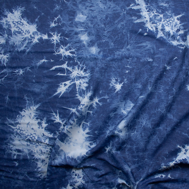 Cali Fabrics Blue Tie Dye Lightweight Denim Fabric by the Yard