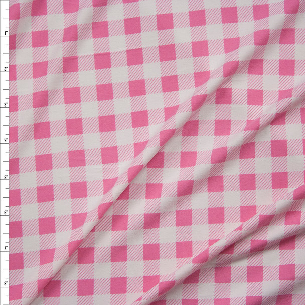 White and Pink 1/2” Gingham Double Brushed Poly/Spandex Fabric By The Yard