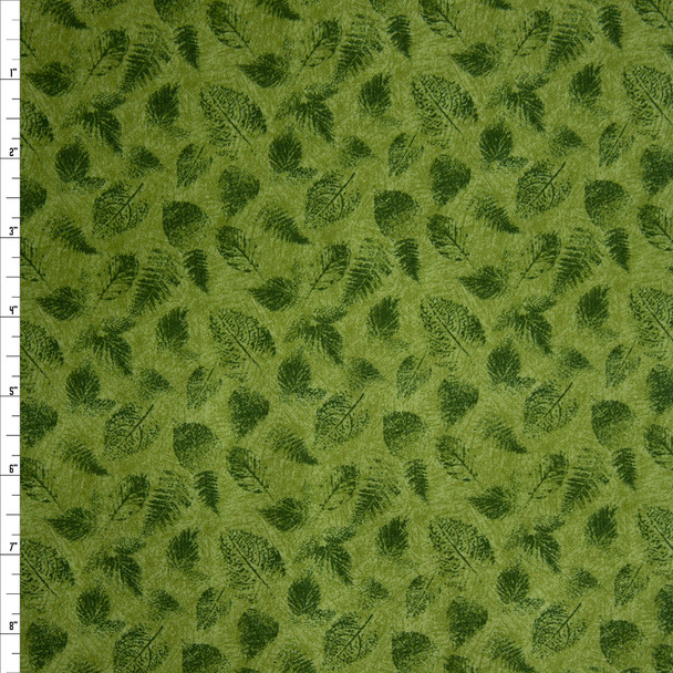 Classique Leaf Impress Green by Paintbrush Studio Quilter's Cotton Print Fabric By The Yard