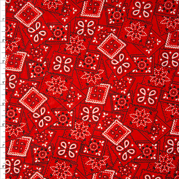 Red Tossed Bandanas Quilter's Cotton Print Fabric By The Yard