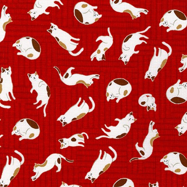 Neko Inu Red from Robert Kaufman Quilter's Cotton Print