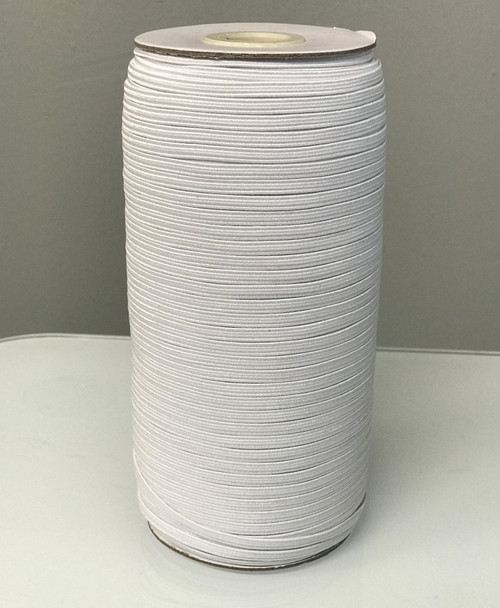 White 1/8" Braided Elastic Roll (200y)