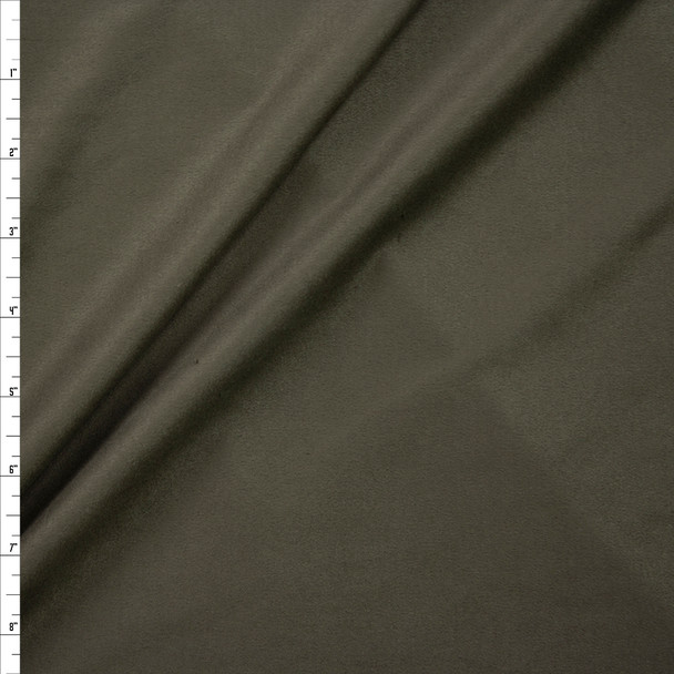 Dark Olive Green Lightweight Designer Stretch Suede Fabric By The Yard