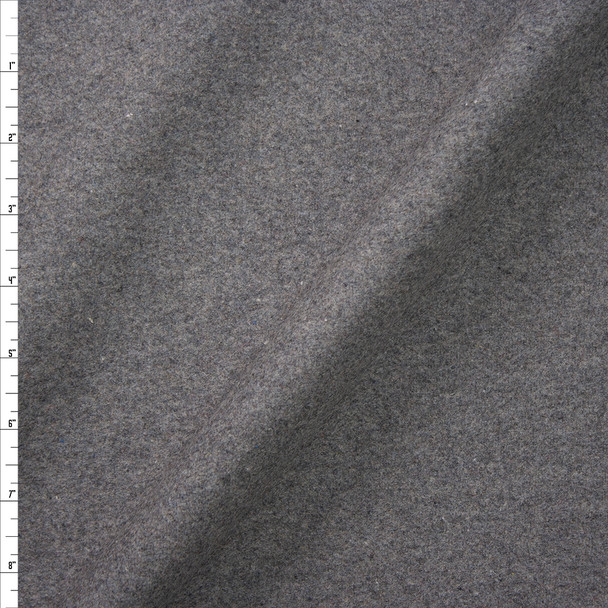 Medium Grey Heather Designer Wool Melton Fabric By The Yard
